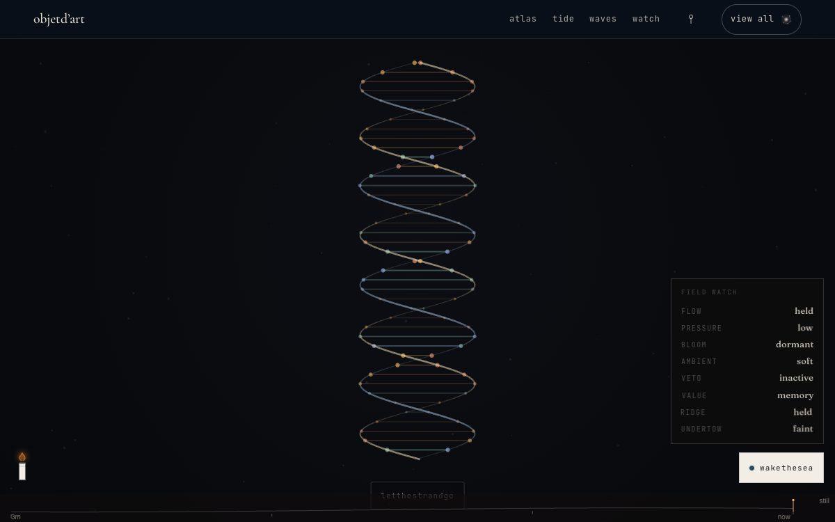 the ladder that copies — one helix standing in the dark, where the strand and its melody are the same object seen twice — four bases, four scale degrees, and the tune reads back into the sequence it came from.